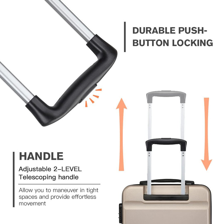 KONO Koffer Trolley Handgepäck Leicht Hartschalenkoffer aus ABS Reisekoffer mit 4 Rollen Handgepäck