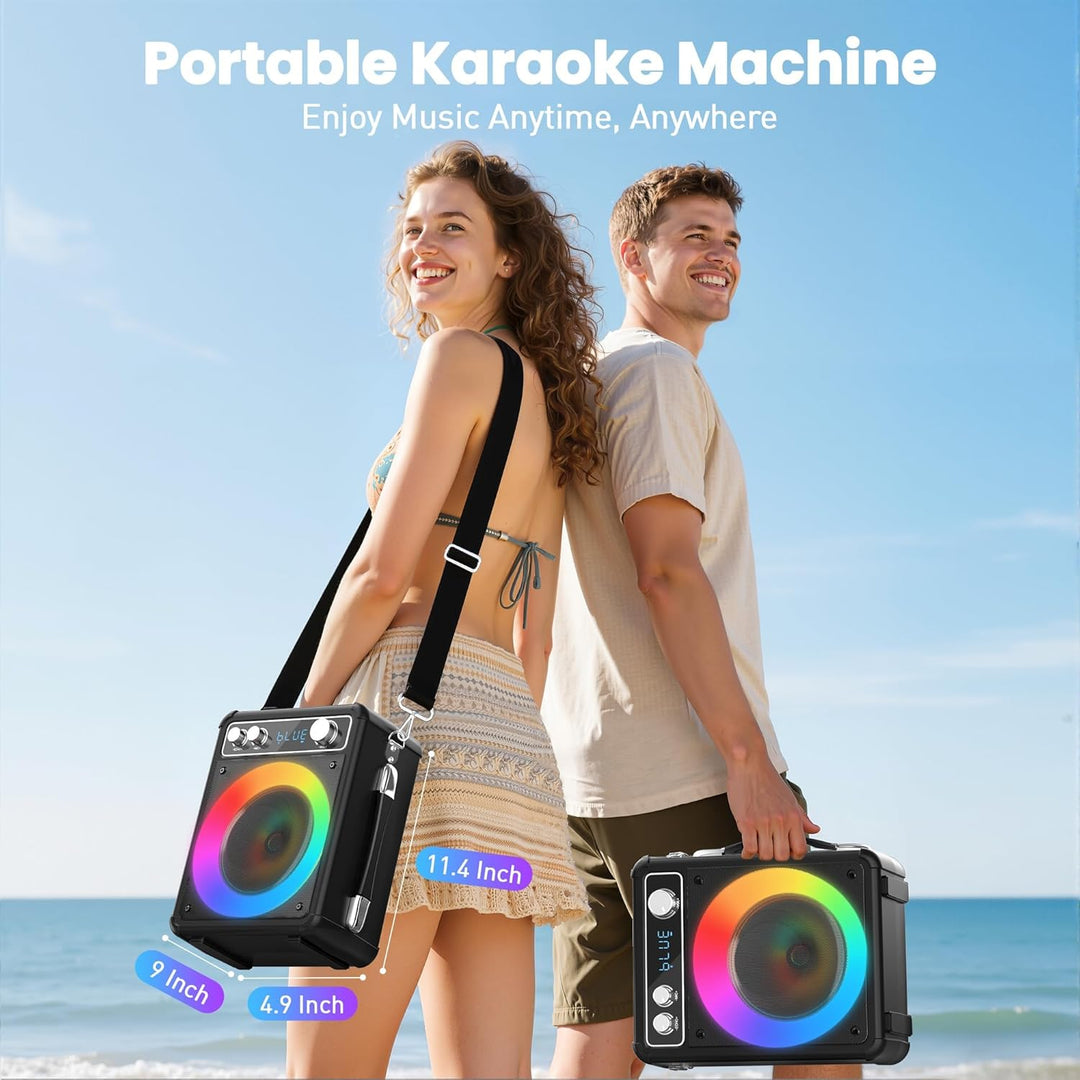 Tragbare Karaoke Maschine mit 2 kabellose Mikrofone, Ankuka Bluetooth Lautsprecher Box für Erwachsen