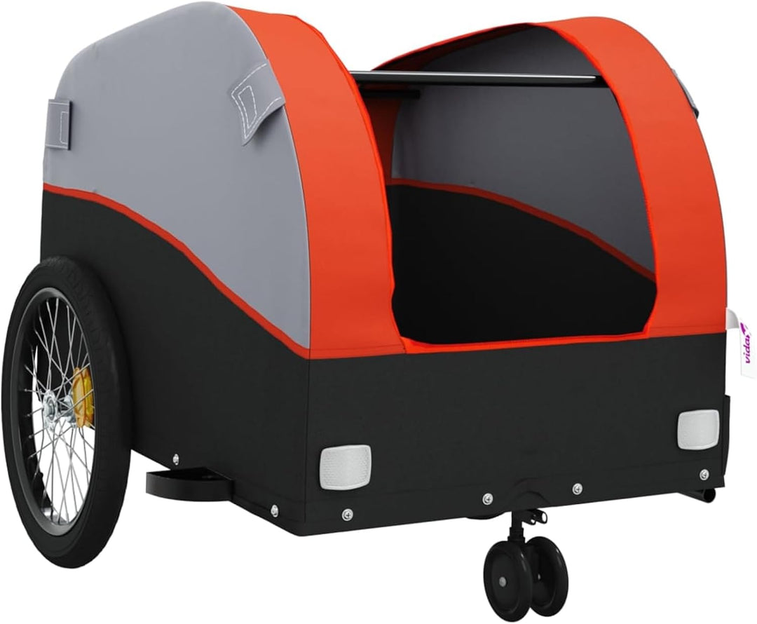 Fahrradanhänger 30kg Eisen Schwarz/Orange | Robust &amp; Vielseitig, Max 30kg Tragkraft, Ideal für Schwe