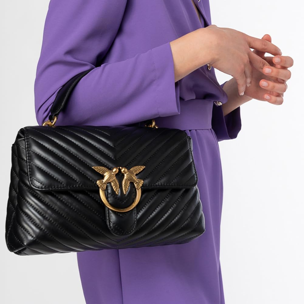 Pinko Damen Love Lady Puff Classic CL Shee Z99q_nero-antique Gold, Z99q_nero-antique Gold
