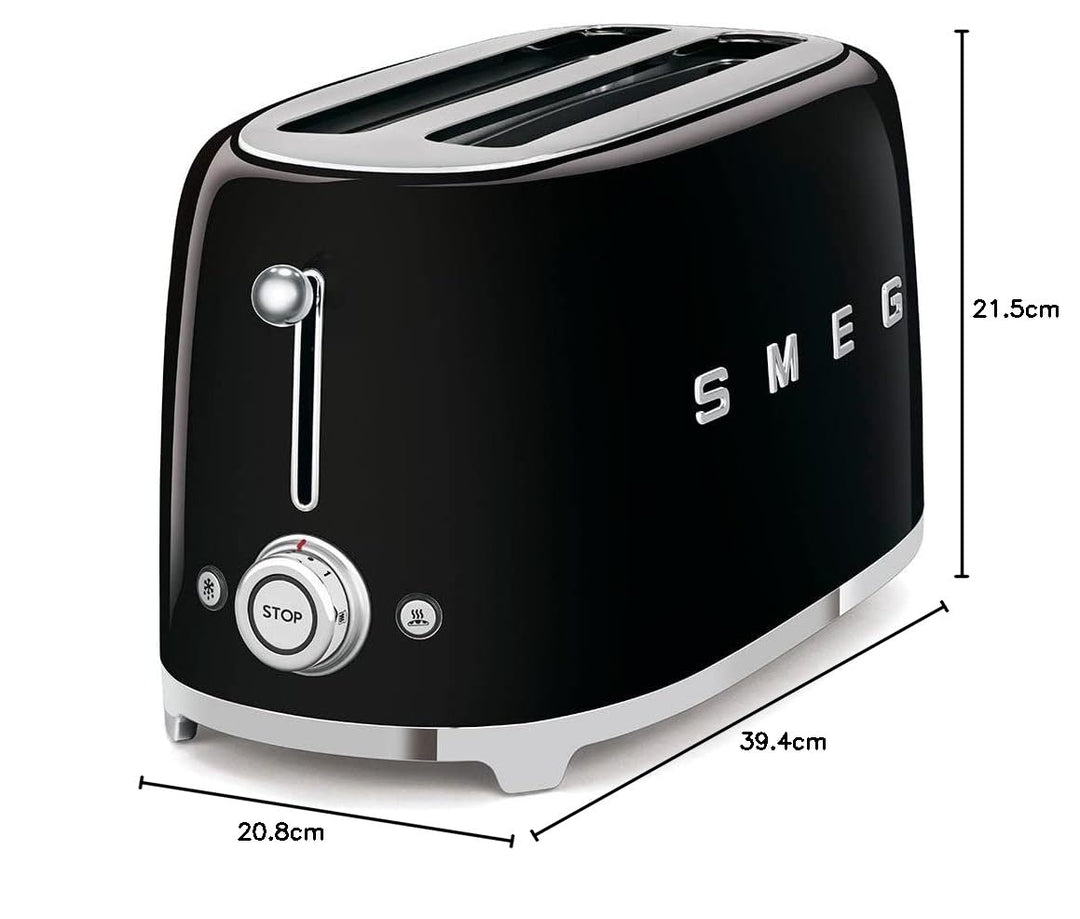 Smeg TSF02BLEU Toaster 4 Scheiben, schwarz, Schwarz