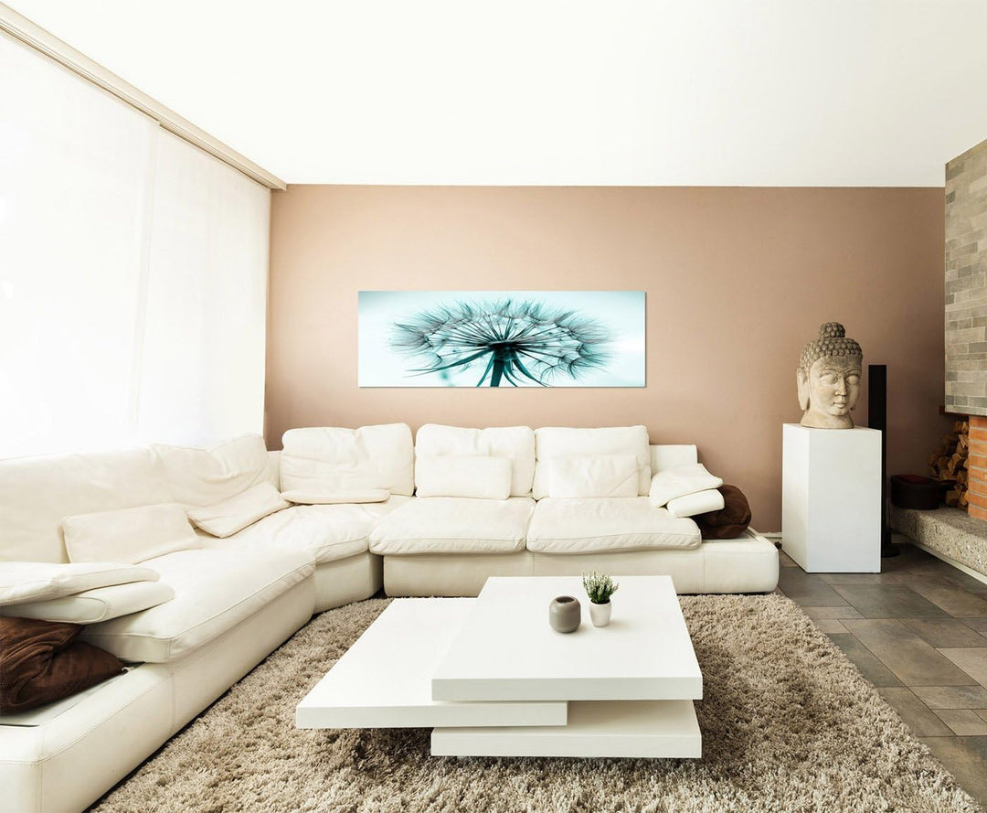 Paul Sinus Art Panoramabild auf Leinwand und Keilrahmen 150x50cm Pusteblume Löwenzahn Grossaufnahme