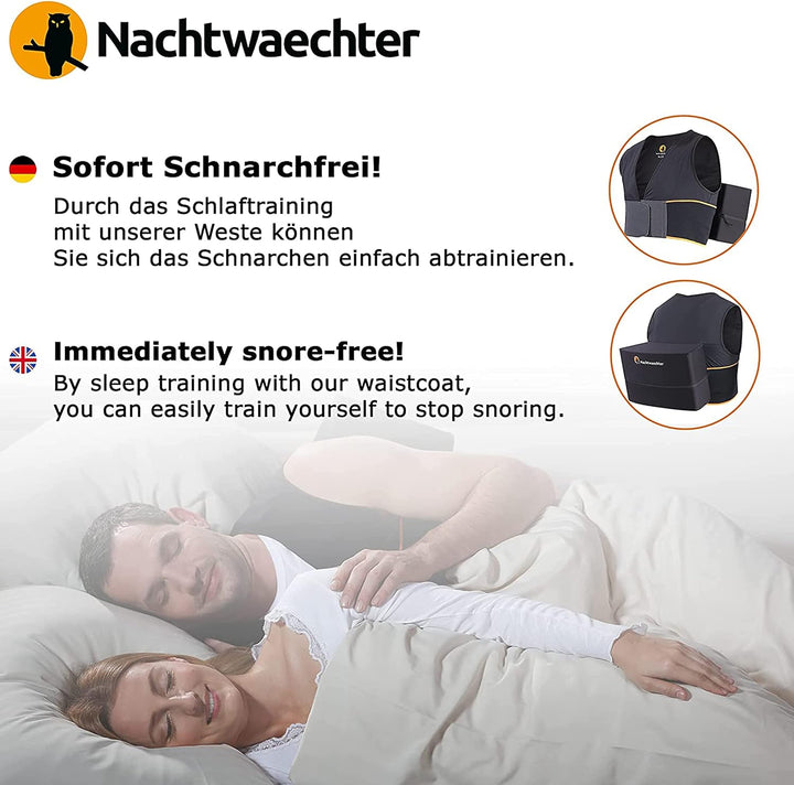 Nachtwaechter Schlafweste &amp; Seitenschläfer-Kissen LINA - Anti-Schnarch-Set für gesunden Schlaf (L/XL