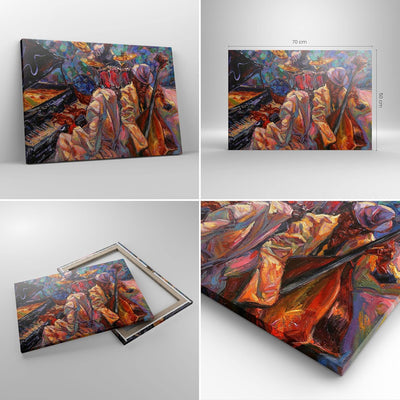 Bilder auf Leinwand Jazz Musik Band Leinwandbild mit Rahmen 70x50cm Wandbilder Dekoration Wohnzimmer