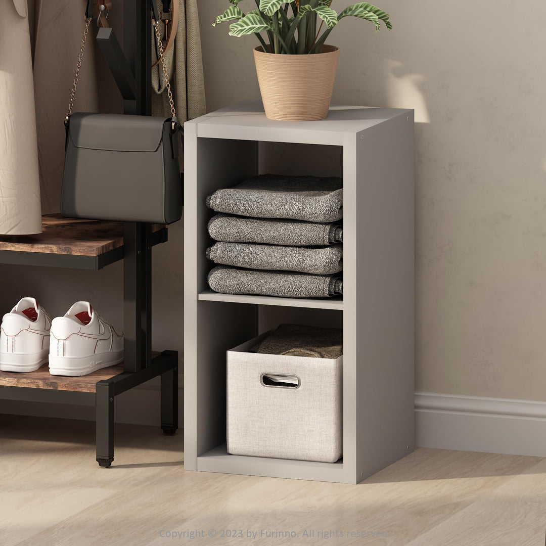 Furinno Cubic Offenes Rückwand-Multifunktionsregal für Kleidung &amp; Schrankaufbewahrung, 2-Fächer, Hel