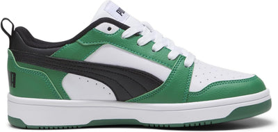 PUMA Unisex Kinder Rebound V6 Lo Jr Sneaker 38 EU Puma White Puma Black Archive Green, 38 EU Puma Wh