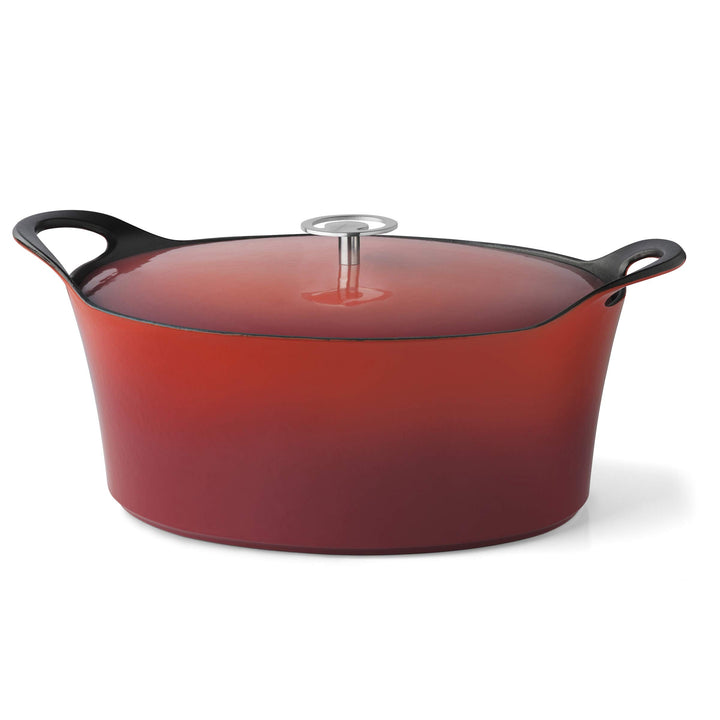 Cuisinox C61180WX38871 Volcan Bräter, oval, 35 cm, Gusseisen, emailliert, Rot mit Deckel 35 cm Rot,