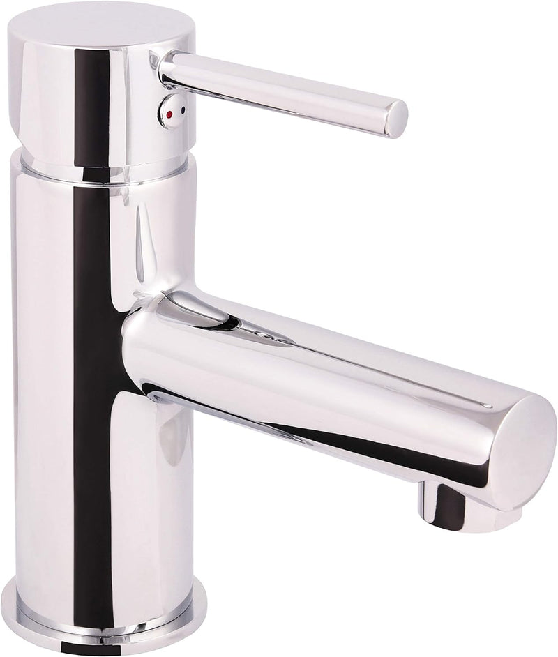 aquaSu® Waschtischarmatur Lago 2.0 in chrom mit Wasserspar-Funktion, Einhebelmischer mit Stickgriff,