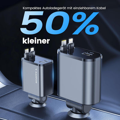 RAMPOW Einziehbares Auto Ladegerät, Autoladegerät Zigarettenanzünder,[65W 4in1] kfz ladegerät USB c,