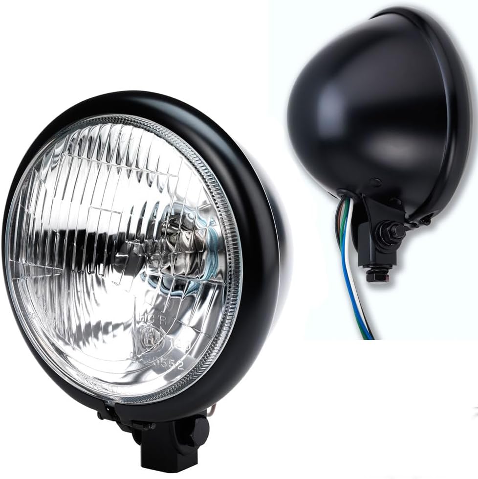 Germany Motorsports Motorrad Haupt Front Scheinwerfer Bullet Bates-Style schwarz E-geprüft universal