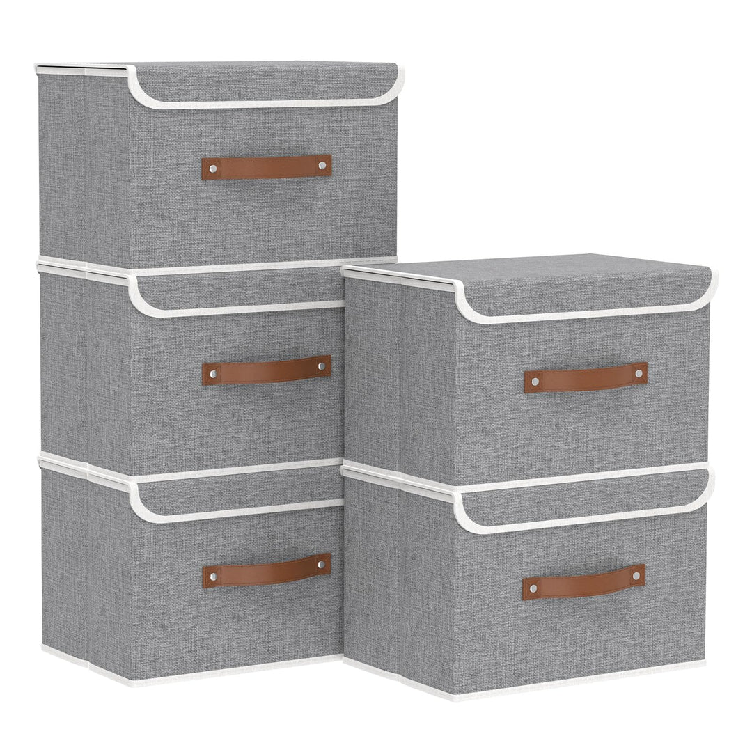 Yawinhe 5 Stück Aufbewahrungsbox mit Deckel, Faltbare Stoffboxen, Waschbare, für Schlafzimmer, Kleid