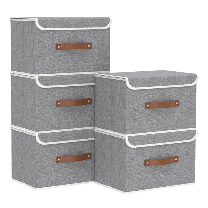 Yawinhe 5 Stück Aufbewahrungsbox mit Deckel, Faltbare Stoffboxen, Waschbare, für Schlafzimmer, Kleid