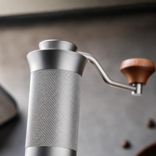 Thiru Handkaffeemühle manuell, Testsieger 2026, Edelstahl-Kegelmahlwerk mit 60 Mahlgraden & Doppella