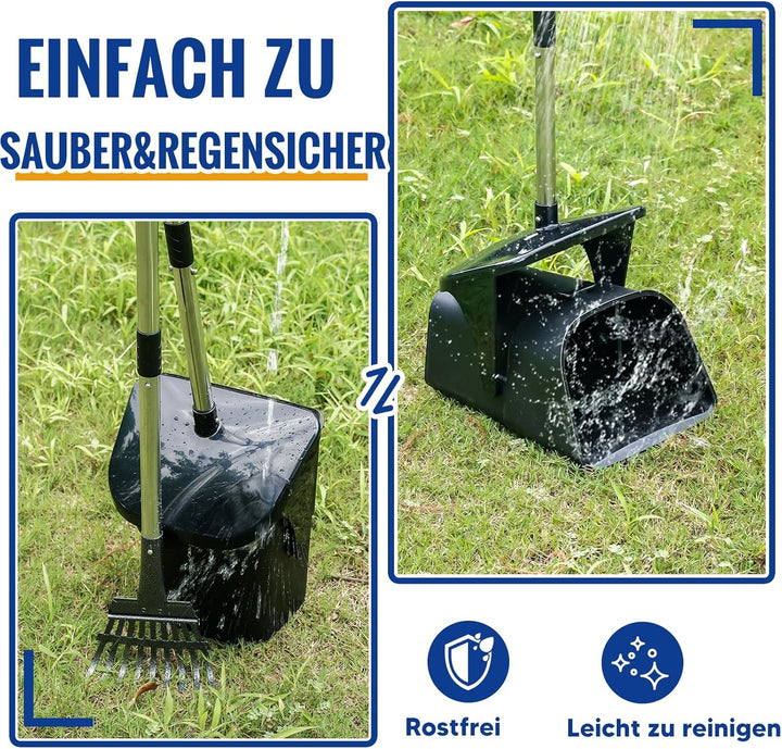 Hundekotschaufel,101cm Drehbarer Behälter & Hundekotschaufel mit 20 Abfallbeuteln, Abnehmbar Schaufe