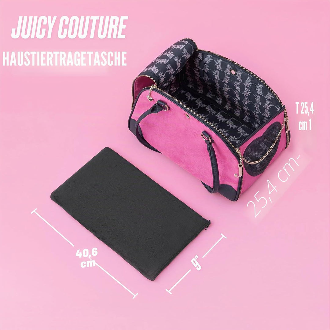 Juicy Couture Give Me Treats Transporttasche für Haustiere, stilvolle Reisetasche für kleine Hunde u
