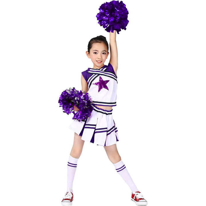 LOLANTA Mädchen Karneval Kostüm, Cheerleader kleid mit Pompoms und Socken, Mittelschule Cheerleading