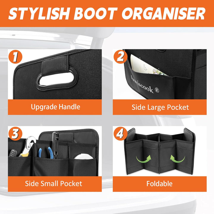 Auto Kofferraum Organizer, zusammenklappbarer Auto Kofferraum Organizer, 68L Lagerung Tidy mit 2 gro
