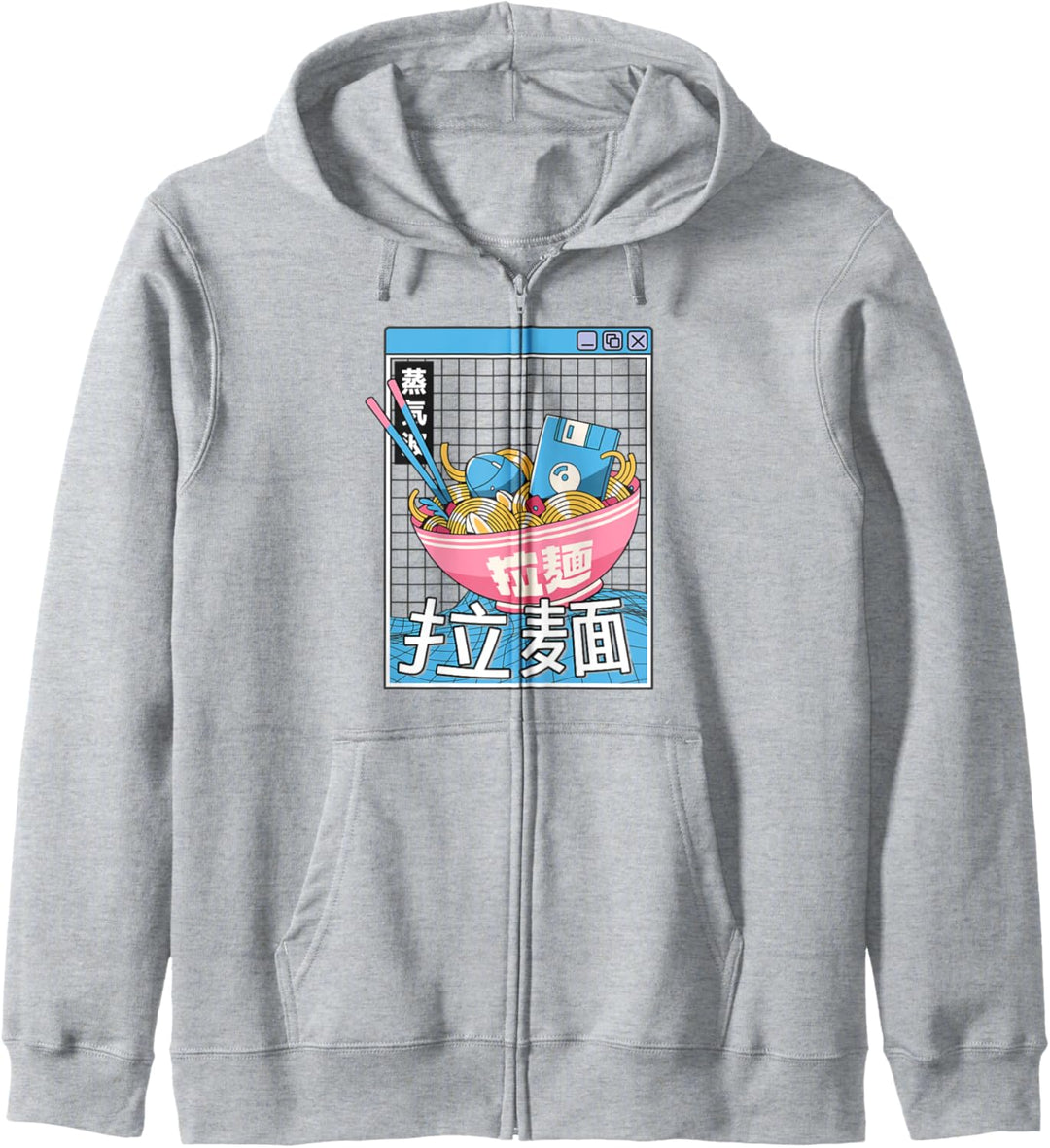 Digitale Ramen Schale im japanischen Stil, pastellfarben Otaku Anime Vaporwave Kapuzenjacke