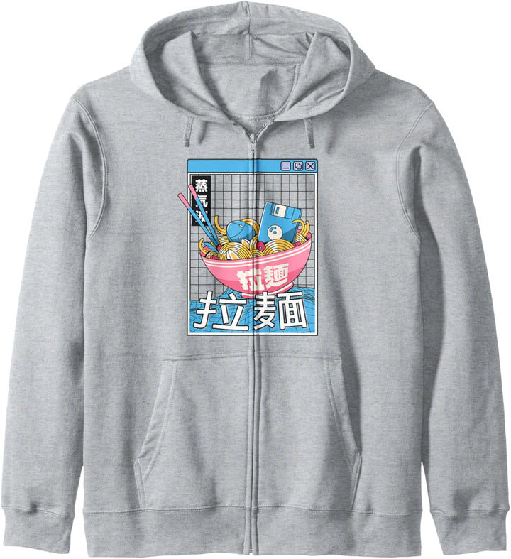 Digitale Ramen Schale im japanischen Stil, pastellfarben Otaku Anime Vaporwave Kapuzenjacke