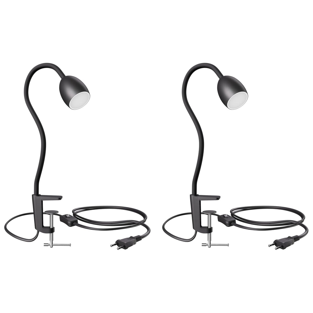 ledscom.de GU10 Klemmlampe KLUK mit Schwanenhals, schwarz inkl. GU10, 3-Stufen-dimmbar, weiss, W, 2
