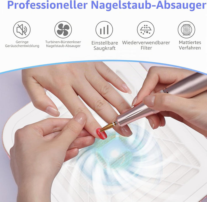 CGBE Staubabsaugung für nägel, 120W Nagelstaubsauger mit 2 Filter Saugstark Professionell Nagel Stau