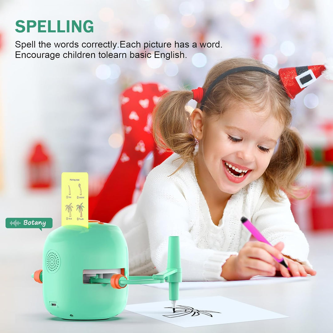 Zeichenroboter Kinder, Montessori-Lernspielzeug für Kinder ab 5 Jahren mit Sprachinteraktion, 16 Bun