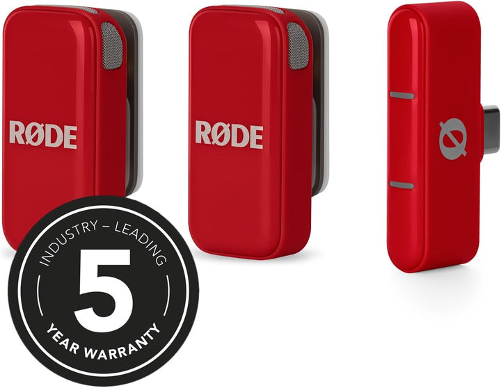 Rode Wireless Micro Drahtloses Mikrofon-System USB-C für Smartphones Rot mit keepdrum Mikrofasertuch