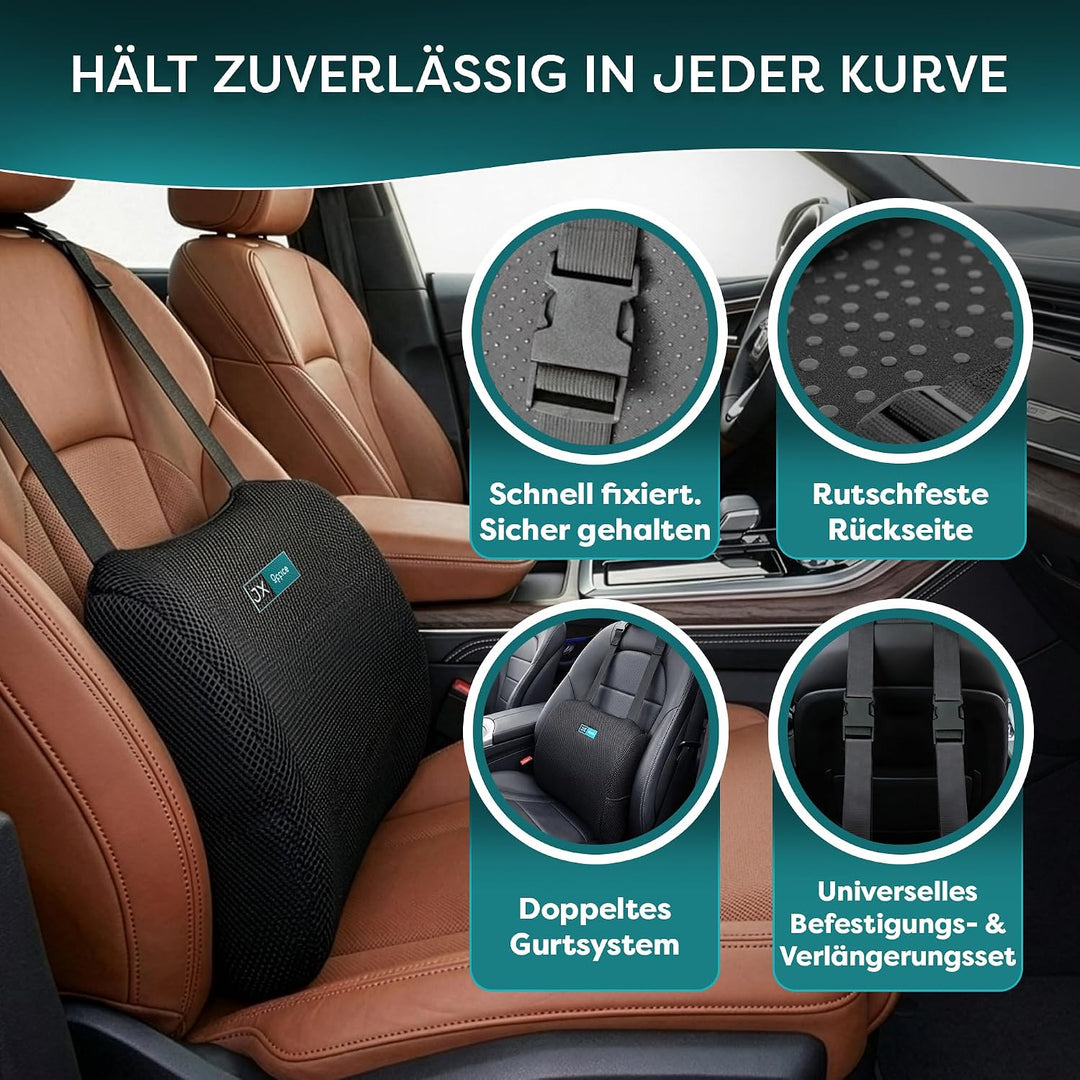 Rückenkissen – Ergonomische Lordosenstütze aus Memory Foam – Für mehr Sitzkomfort zuhause, im Büro &amp;
