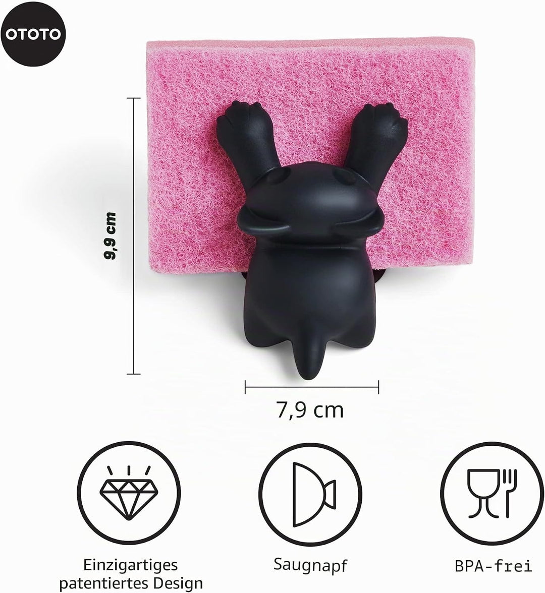 OTOTO Scrubby Schwammhalter für Küchenspüle, graue Katze, Küchenschwammhalter, spülmaschinenfest, ro