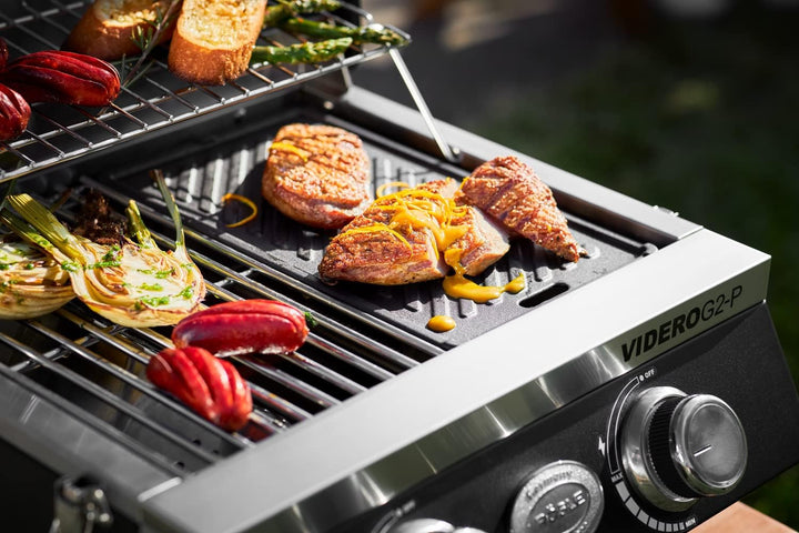 RÖSLE Grillplatte VIDERO G2-P, Hochwertige Grillplatte aus Gusseisen für Fleisch und kleine Grillstü