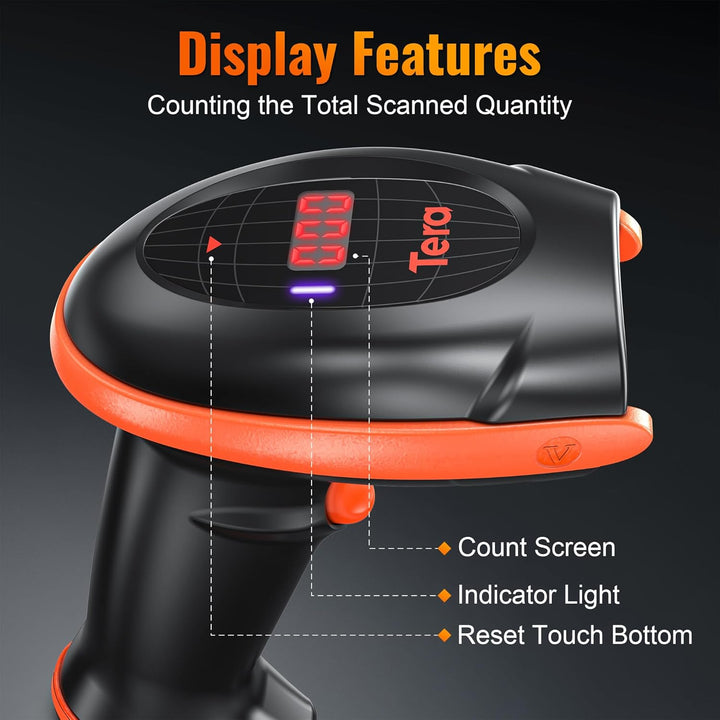 Tera Barcode-Scanner Bildsensor 2D 1D QR Wireless 2,4 GHz mit Ladestation USB-Kabel Digitaler-Bildsc