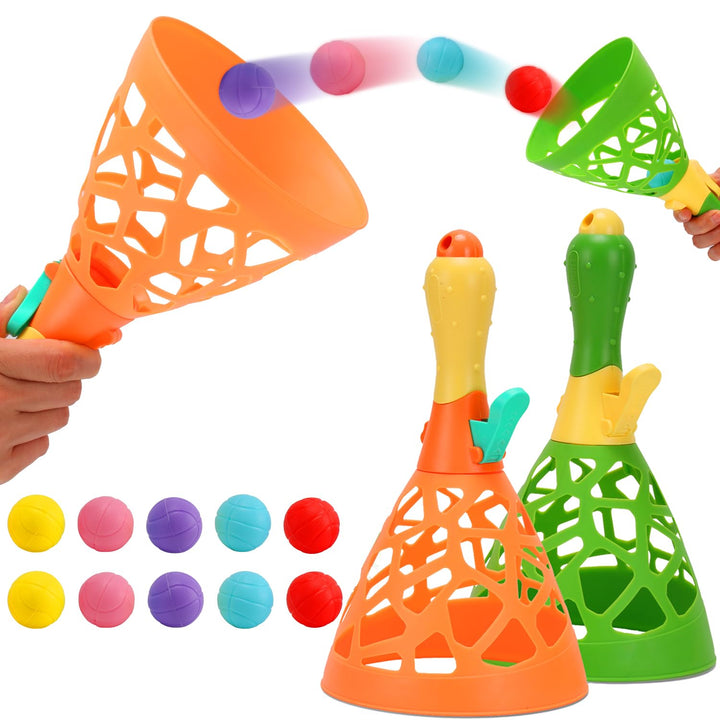 Outdoor Indoor Spielaktivitäten für Kinder mit 2 Catch Launcher-Körben und 10 Bällen, Rasen Campingp