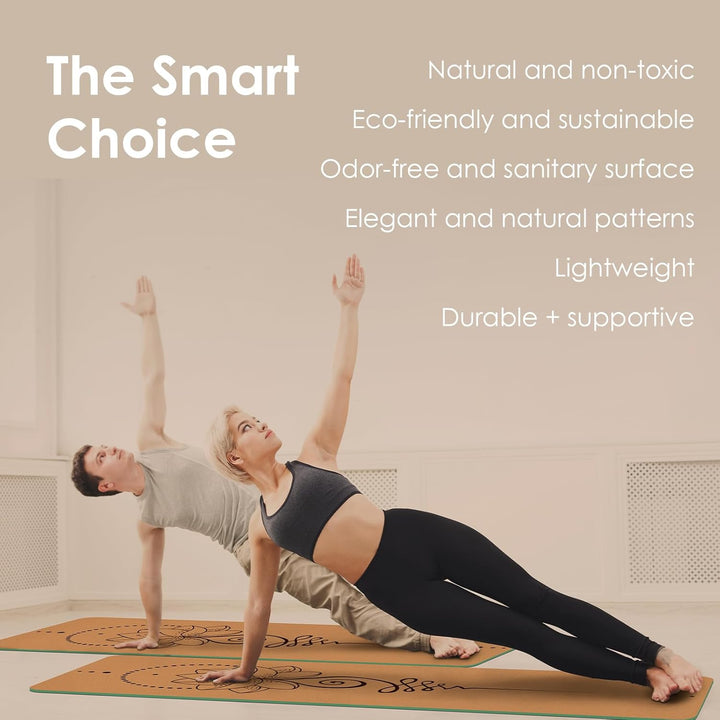 Yogamatte-Kork, Rutschfest, Einzigartiges Design, Extradick Natürlicher Kork, TPE Fitness-Trainingsm