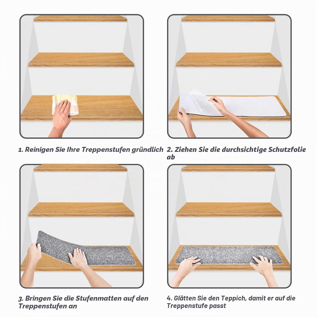 MBIGM 15er Set Stufenmatten 20 cm X 65 cm Treppenteppich Selbstklebend Sicherheit Stufenteppich für