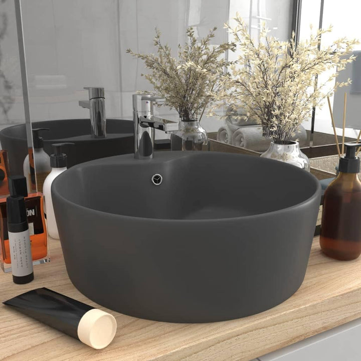 vidaXL Luxus Waschbecken mit Überlauf Waschschale Aufsatzwaschbecken Waschtisch Waschplatz Handwasch