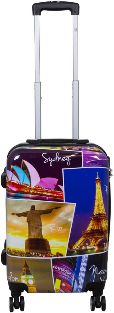 Hartschalen Koffer Trolley mit hochwertigem Motiv Print Five Cities Handgepäck, Grösse M