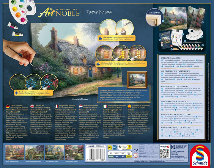 Moonlight Cottage: My Artnoble® Thomas Kinkade | Premium-Malset mit vorgedruckter Leinwand und Acryl