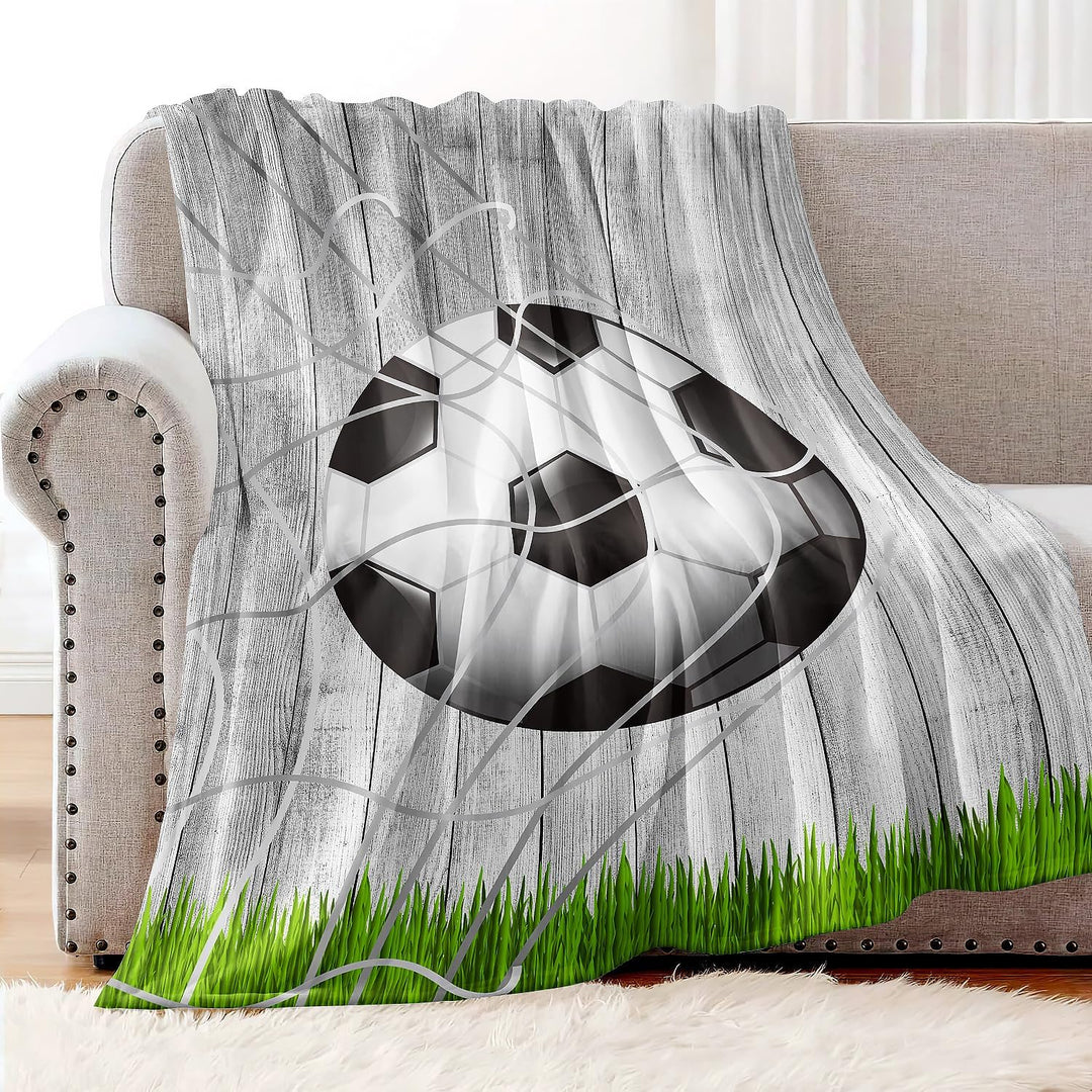 YISUMEI Decke 150x200 cm Kuscheldecken Sanft Flanell Weich Fleecedecke Bettüberwurf Fussball Holz Gr