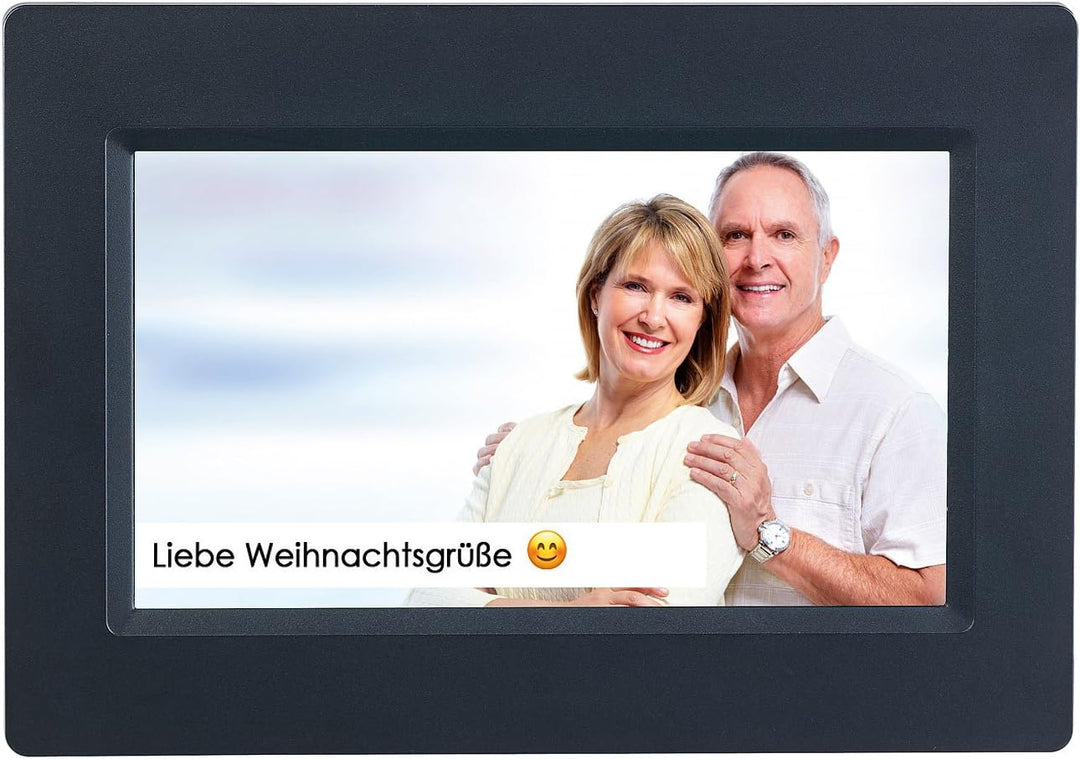 Somikon Digitaler Fotorahmen: WLAN-Bilderrahmen mit 17,8-cm-IPS-Touchscreen & weltweitem Bild-Upload