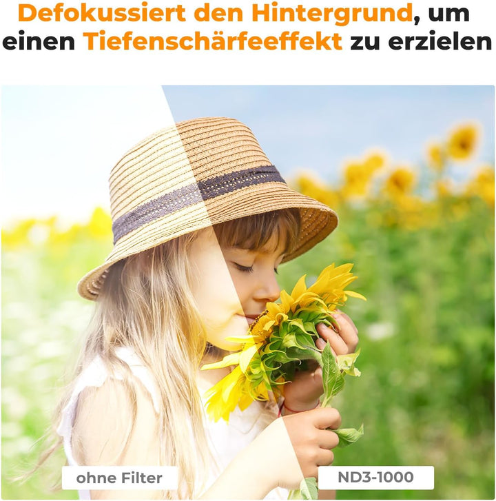 K&F Concept D-Serie Variabler ND Filter ND3-ND1000 Graufilter 37mm(1.5-10 Blendenstufen), 37mm