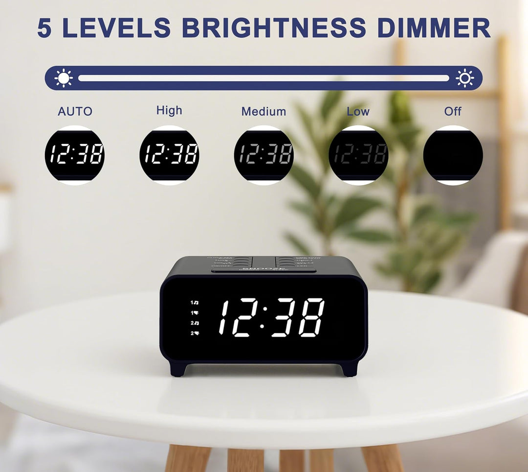 iTOMA Radiowecker mit AM/FM-Radio, Dual-Weckfunktion, Schlummerfunktion, Speicherplätzen, Dimmer,12-