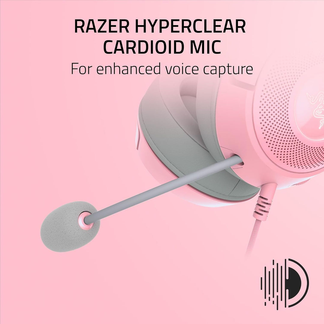 Razer Kraken V2 Kitty USB-kabelgebundenes RGB-Headset: Chroma Ears – Stream reaktive Beleuchtung – H