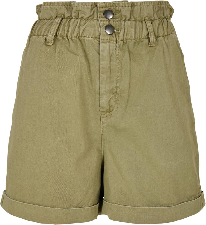 Urban Classics Damen Ladies Paperbag Klassische Shorts 26 Khaki, 26 Khaki