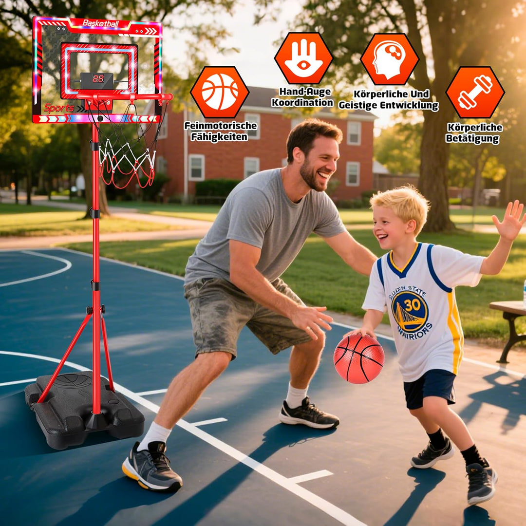 Basketballkorb für Kinder, Höhenverstellbar 105-183cm, Kinderspielzeug Basketball Hoop mit 5 Ball, B