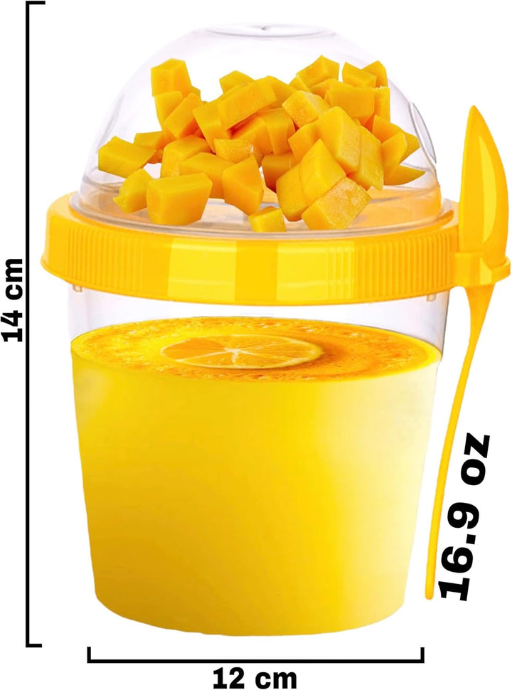 Joghurtbecher mit Löffel, 500ml wiederverwendbare Frühstückstöpfe, Müslibehälter für unterwegs, Lunc