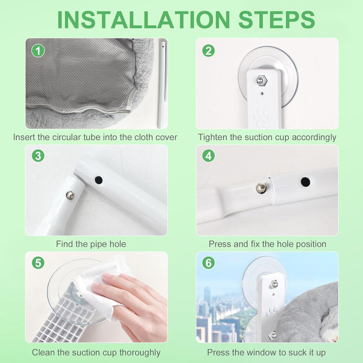 Dokeno Fensterliege für Katzen Bequeme Fenster Hängematte, Katzenbett Fensterbankliege mit stabilen