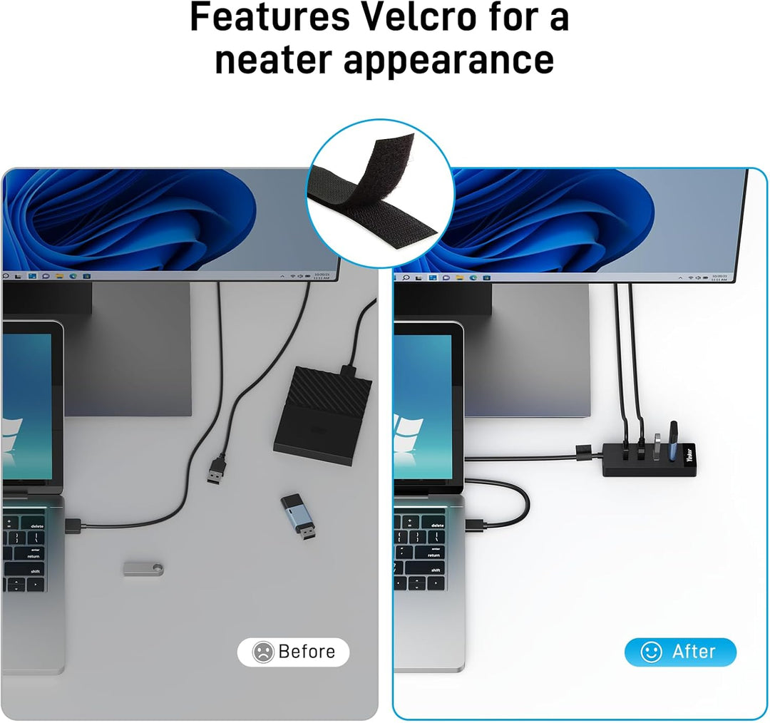 3m USB 3.0 Hub 4 Port 5Gbps Geschwindigkeit & 5V USB-C Stromversorgung – USB Hub Splitter für Büro,