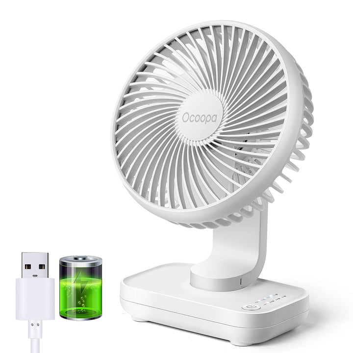 OCOOPA USB Ventilator Ultra Leise - 4000mAh Tischventilator, 4 Geschwindigkeiten, Mini Ventilator fü