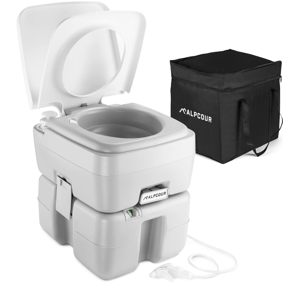 Alpcour Tragbare Toilette – Kompakter Toilettenstuhl für drinnen und draussen mit Reisetasche für Ca