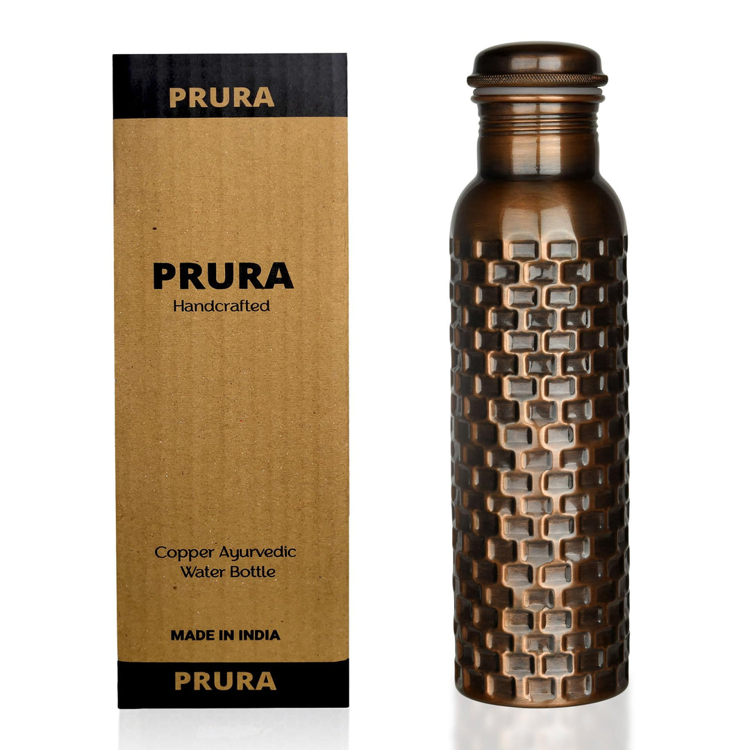 ayurvedische Kupfer-Wasserflasche, auslaufsicheres naturreines Kupfergefäss 900ml/30oz 900 ml Design